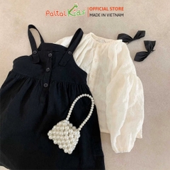 Set Đầm Yếm Phối Áo Sơ Mi Tay Dài Bé Gái Cao Cấp - 02C 9208