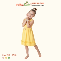 Đầm Dáng Xòe Tay Bản Đính Nơ Cotton Mỹ Bé Gái Cao Cấp - 02C 8033