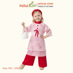 Set Áo Dài Voan Cách Tân Hồng Hoa Kèm Phụ Kiện Bé Gái Cao Cấp - 533 6108