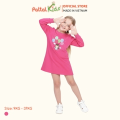 Đầm Dáng A Tay Dài Cotton Mỹ Bé Gái Cao Cấp - 020C 8011