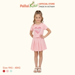 Set Áo Croptop Mix Chân Váy Xếp Ly Cotton Mỹ Bé Gái Cao Cấp - 022 9203