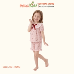 Đồ Bộ Đùi Đũi Mềm Cổ Sen Họa Tiết Nơ Tim Nhí Phối Quần Bèo Bé Gái - 9213