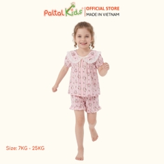 Đồ Bộ Đùi Đũi Mềm Cổ Sen Họa Tiết Sanrio Phối Quần Bèo Bé Gái - 9214