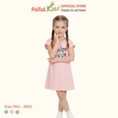 Đầm Dáng A Cánh Dơi Hình In Thỏ Xám Cotton Mỹ Bé Gái Cao Cấp - 02C 8024