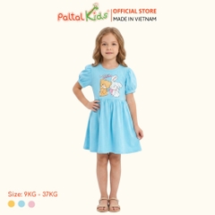 Đầm Babydoll Tay Phồng Cotton Mỹ Hình In Gấu Panda Bé Gái Cao Cấp - 02C 8035