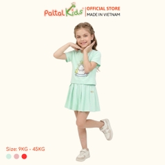 Set Áo Croptop Mix Chân Váy Xếp Ly Cotton Mỹ Bé Gái Cao Cấp - 022 9204