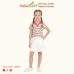 Áo Thun Croptop Cổ Polo Cotton Sọc Gân Bé Gái Cao Cấp - 020 1419