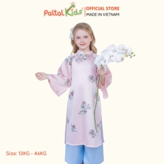 Set Áo Dài Lụa Gấm Thêu Hoa Cách Tân Bé Gái Cao Cấp - 533 6132