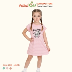 Đầm Dáng A Cánh Dơi Hình In Thỏ Xám Cotton Mỹ Bé Gái Cao Cấp - 02C 8024