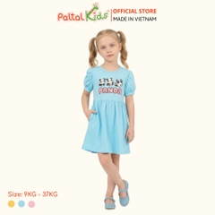 Đầm Babydoll Tay Phồng Cotton Mỹ Hình In Gấu Panda Bé Gái Cao Cấp - 02C 8034