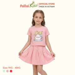 Set Áo Croptop Mix Chân Váy Xếp Ly Cotton Mỹ Bé Gái Cao Cấp - 022 9204