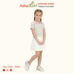 Áo Thun Croptop Cổ Polo Cotton Sọc Gân Bé Gái Cao Cấp - 020 1419
