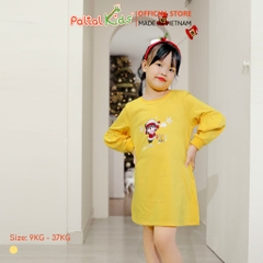 Đầm Dáng A Tay Dài Cotton Mỹ Bé Gái Cao Cấp - 020C 8012
