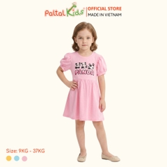 Đầm Babydoll Tay Phồng Cotton Mỹ Hình In Gấu Panda Bé Gái Cao Cấp - 02C 8034
