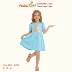 Đầm Babydoll Tay Phồng Cotton Mỹ Hình In Gấu Panda Bé Gái Cao Cấp - 02C 8035