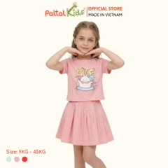 Set Áo Croptop Mix Chân Váy Xếp Ly Cotton Mỹ Bé Gái Cao Cấp - 022 9204