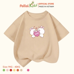 Áo Thun Cotton Mỹ Hình In Hai Chú Thỏ Bé Gái Cao Cấp - 020 1416