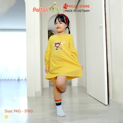 Đầm Dáng A Tay Dài Cotton Mỹ Bé Gái Cao Cấp - 020C 8012