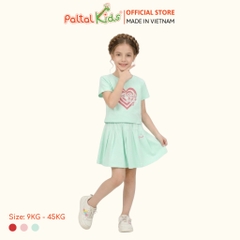 Set Áo Croptop Mix Chân Váy Xếp Ly Cotton Mỹ Bé Gái Cao Cấp - 022 9203