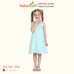 Đầm Dáng A Hai Dây Lanh Lạnh Đính Hoa Bé Gái Cao Cấp - 252 8027