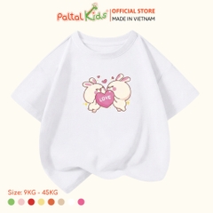 Áo Thun Cotton Mỹ Hình In Hai Chú Thỏ Bé Gái Cao Cấp - 020 1416