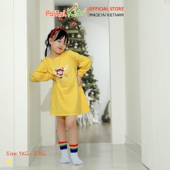 Đầm Dáng A Tay Dài Cotton Mỹ Bé Gái Cao Cấp - 020C 8012