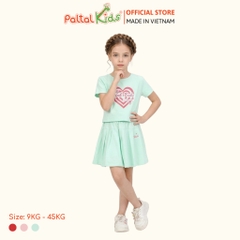 Set Áo Croptop Mix Chân Váy Xếp Ly Cotton Mỹ Bé Gái Cao Cấp - 022 9203