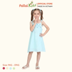 Đầm Dáng A Hai Dây Lanh Lạnh Đính Hoa Bé Gái Cao Cấp - 252 8027
