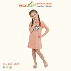 Đầm Dáng A Cánh Dơi Hình In Thỏ Xám Cotton Mỹ Bé Gái Cao Cấp - 02C 8024