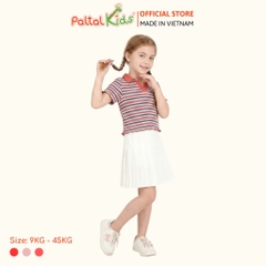 Áo Thun Croptop Cổ Polo Cotton Sọc Gân Bé Gái Cao Cấp - 020 1419