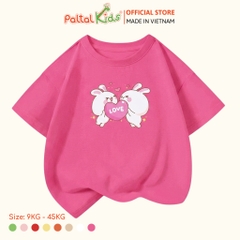 Áo Thun Cotton Mỹ Hình In Hai Chú Thỏ Bé Gái Cao Cấp - 020 1416