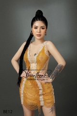 Đầm TK Dây Ngắn Xẻ Ngực Kết Tay Tua Rua