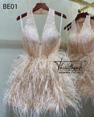 Đầm TK Ngắn Xẻ Ngực Lông Vũ