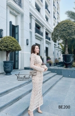 Set TK Dài Ren Áo Croptop Tay Dài Mix Chân Váy Dài