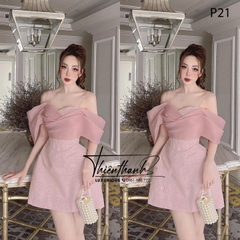 Đầm TK Hai Dây Ngắn Bèo Ngực Đính Kim Tuyến