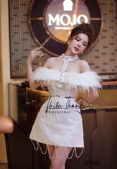 Đầm TK Ngắn Trễ Vai Đính Lông