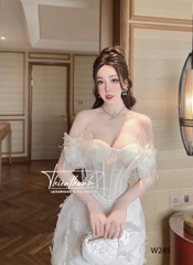 Đầm TK Cúp Ngực Ngắn Đính Bướm Kèm Hoa
