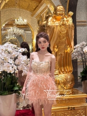 Đầm TK Ngắn Cúp Ngực Kết Lông Vũ Đính Đá