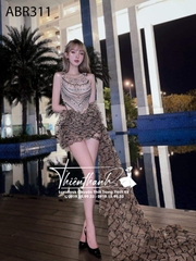 Đầm TK Ngắn Nâu Đính Đá AMBER