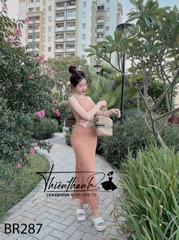 Đầm Body Dài Cổ Yếm Khoét Bụng