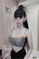 Đầm TK Dài Hai Dây Khoét Bụng Đính Đá Xe Tà