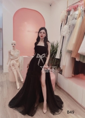 Đầm TK Dài Cúp Ngực Xẻ Tà Đính Đá Hình Nơ
