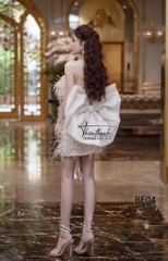 Đầm Tk Hai Dây Ngắn Lông Vũ Kèm Nơ