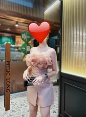 Đầm TK Ngắn Hồng Viềng Bèo