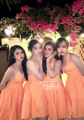 Váy Cam Ngắn Cổ Yếm Đính Hoa Lưng Chun