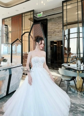 Đầm TK Dài Dáng Xoè Cúp Ngực Đính Đá