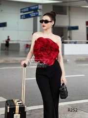 Set TK Dài Áo Cúp Ngực Hoa Hồng Kèm Quần