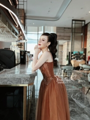 Đầm TK Hai Dây Xoè Dáng Dài Cúp Ngực Đính Đá
