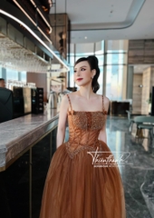 Đầm TK Hai Dây Xoè Dáng Dài Cúp Ngực Đính Đá