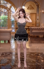 Đầm TK Hai Dây Ngắn Lông Vũ Đính Cườm